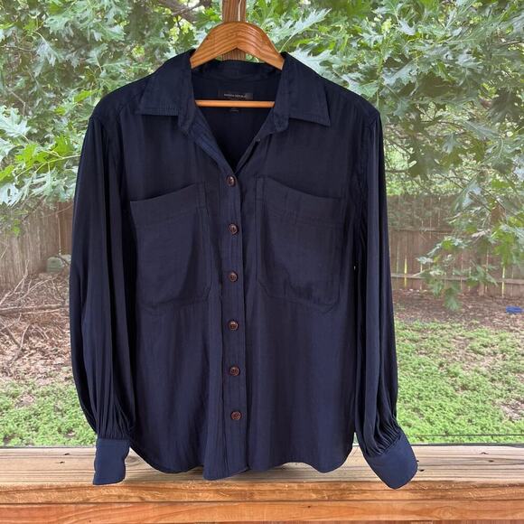 Banana Republic Tops - Banana Republic Women's Balloon Sleeve Safari Blouse Dark Navy Size L